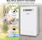 CAMPLUX Climatech 5 150,000 BTU Tankless Water Heater Propane Outdoor, 5.28 GPM On Demand Instant Tankless Hot Water Heater Liquid Propane, Outdoor Installation, White, WA528