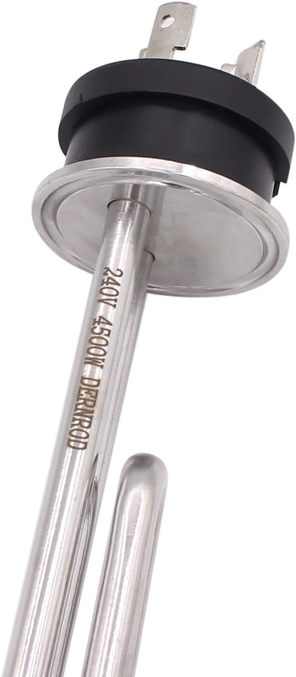 DERNORD 240V 4500W Tri-clamp Foldback Heating Element Stainless Steel Immersion Water Heater with 3-Wire Electrical Locking Plug (1.5 Inch Tri clamp)