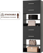 ROOMTEC 25.5" 2 Drawer Short Tower Closet Unit, Modular Closet System with Drawers and Shelf, Wardrobe Organizer for Bedroom or Walk-in Closet, Wall Mounted, Customizable Clothes Storage Unit, Black