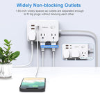 Surge Protector Power Strip 5 Ft Cord, Ultra Thin Flat Extension Cord with 6 Outlets 4 USB Ports(2 USB C), Flat Plug Power Strip, Braided Power Cord for College Dorm Room Essentials