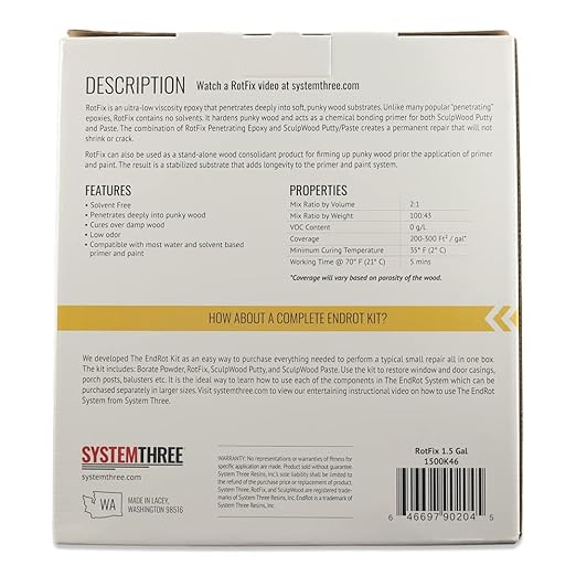 System Three RotFix Penetrating Epoxy Sealer, 1.5 Gallon Kit