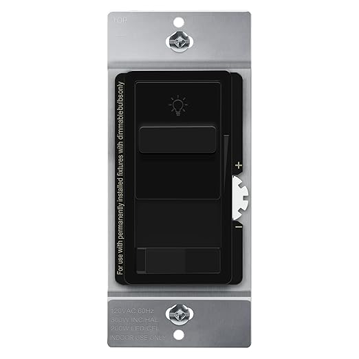 TOPGREENER Digital Dimmer Light Switch for 200W Dimmable LED/CFL Lights, Single Pole/3-Way LED Slide Dimmer Light Switch, Neutral Wire Not Required, UL Listed, TGSDS3-BK, Black, 1 Pack