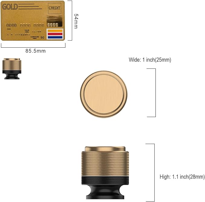 Amerdeco 10 Pack Champagne Bronze Black Knurled Cabinet Knobs Kitchen Cabinet Pulls for Drawer Dresser, Cupboard and Wardrobe ZH040