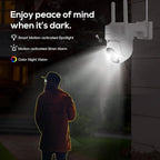 Kittyhok PTZ Wireless Security Camera System | 4pcs Dual Lens 2K Security Camera Wireless Outdoor with 10X Zoom, WiFi6 2.4G/5G, Auto Tracking, Human Detection, Spotlight | 10CH NVR with 500GB HDD