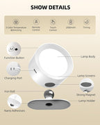 LED Wall Mounted Lights, Rechargeable Wall Sconces Lamp, 3 Color Temps & Remote and Touch, 360°Rotation Dimmable Cordless Wall Light for Study Bedroom Reading Bedside(White, 1 Pack)