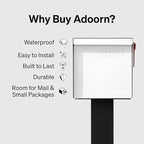 Adoorn Post Mount Mailboxes, 9.5 x 9.5 x 19.5 (HxWxD) Large, Galvanized Steel Modern Mailbox, for Daily Letters, Magazines and Packages, Weatherproof with Front Access Door - White