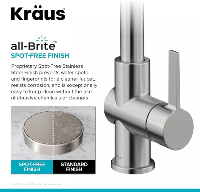 KRAUS Britt 2-in-1 Commercial Style Pull-Down Single Handle Water Filter Kitchen Faucet for Reverse Osmosis or Water Filtration System in Spot Free Stainless Steel, KFF-1691SFS
