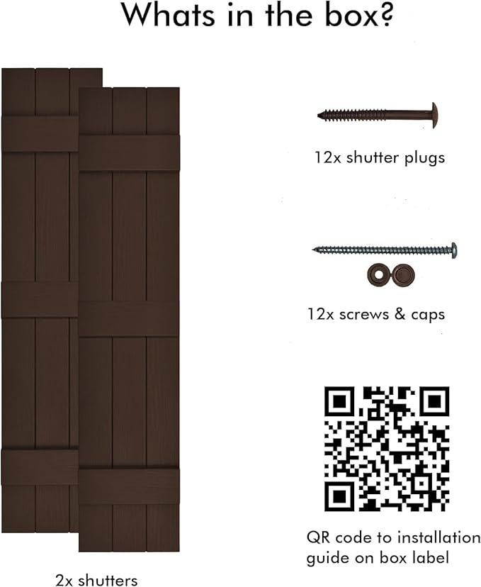 Board & Batten Vinyl Shutters (1 Pair) | 11"x81" (3-Board) - Coffee Bean | Exterior Window Shutters | Includes Mounting Hardware | Simple Installation | Made in USA
