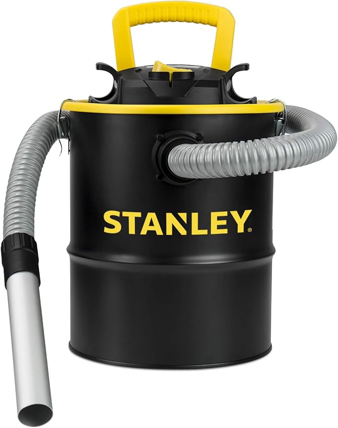 STANLEY Ash Vacuum Cleaner, Portable 4 Gallon Capacity Ash Vac Canister, Powerful 4 Peak HP Horsepower Motor, Ideal for Pellet Stoves, BBQ Grills, Wood Stoves, Fireplaces, Fire Pits, SL-18184