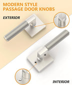 Asidrama 1 Pack Brushed Nickel Passage Door Handles, Door Lever with Door Knobs Indoor for Bedroom or Bathroom, Heavy Duty Door Handles Interior with Locks for Left Right Sided Doors