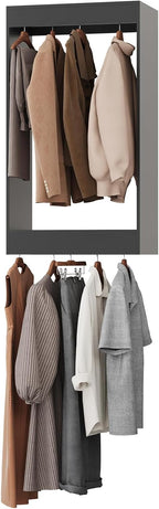 ROOMTEC 19.5" Double Hanging Closet Unit, Modular Closet System with Hanging Rod, Wardrobe Organizer for Bedroom or Walk-in Closet, Wall Mounted, Customizable Clothes Storage Unit, Black