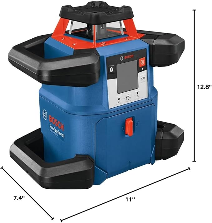 BOSCH GRL4000-80CH REVOLVE 18V Connected Self-Leveling Horizontal Rotary Laser Kit, Includes CORE18V 4 Ah Battery & Charger, Receiver, Battery Adapter, 4 D Batteries, 2 AA Batteries, & Carrying Case
