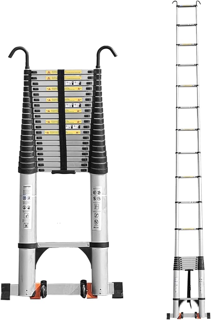 JADDUO Telescoping Ladder,29.5 FT Extension Ladder,Aluminum Lightweight Telescopic Ladder with 2 Triangle Stabilizers, Telescoping Attic Ladders RV Ladders for Travel