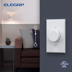 ELEGRP Digital Rotating Dimmer Switch for Dimmable LED, CFL and Incandescent Light Lamp Bulbs, Single Pole or 3-Way Rotary Dimmer Switch, Wall Plate Included, UL Listed (2 Pack, Matte White)