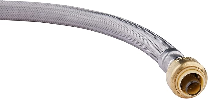 EFIELD 12-inch Flexible Connector Push-fit 3/4 inch x 3/4 inch FIP, Push-to-Connect Braided Stainless Steel Water Heater Hose (12 Inch Length),(HOSE027)