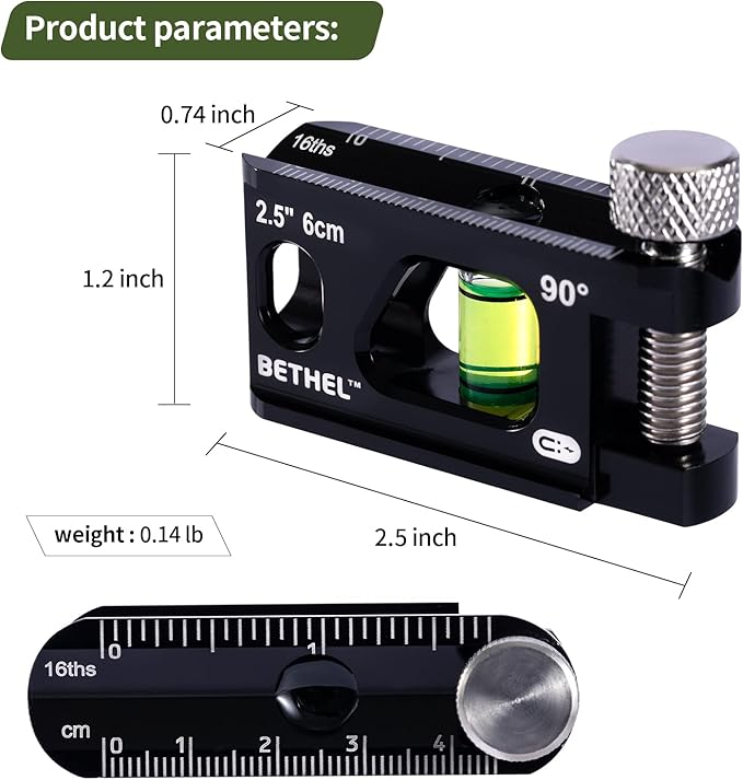 BETHEL 2.5 Inch Magnetic Torpedo Level with V-Groove & Magnetic Rails, Aluminum Alloy Pocket Bubble Level for Pipes, Conduits, and Metalworking