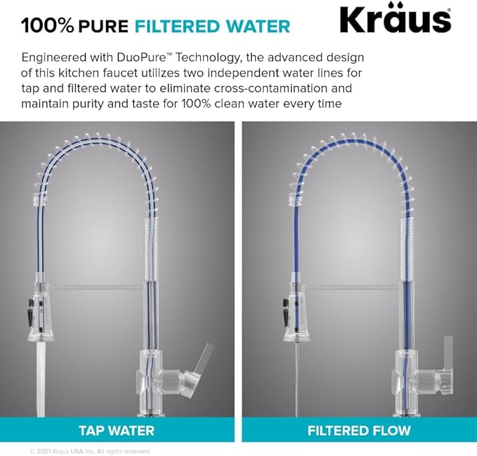 KRAUS Britt 2-in-1 Commercial Style Pull-Down Single Handle Water Filter Kitchen Faucet for Reverse Osmosis or Water Filtration System in Chrome, KFF-1691CH