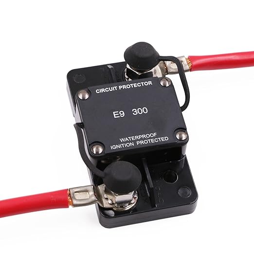 Hi-Amp 3/8“ Studs 300A Circuit Breaker Auto Reset No Switch Button for Marine Boat, Car Audio, Solar System, Battery Protection 12V-32V DC IP67