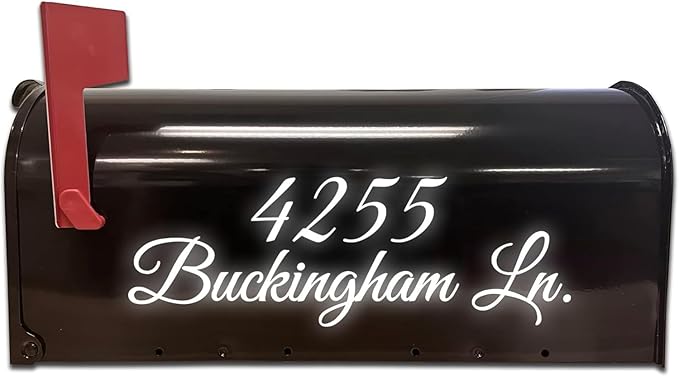 VWAQ Mailbox Decals Set of 2 - Insert Street Name & Address House Numbers For Outside Custom Lettering Personalized Address Labels Stickers - CMB7 (Reflective White, 19"W X 6.5"H)