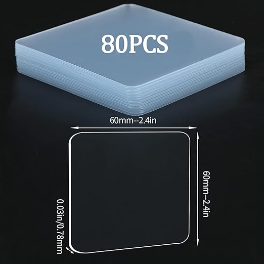 80PCS Premium Double Sided Mounting Squares Clear Tape,Heavy Duty Adhesive Pads for Pictures,Poster Hanging Strips - Strong Sticky Tack,Waterproof Adhesive for Shower,Wall Patch,Sticky Pads