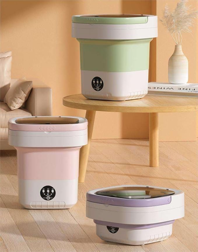 11L Portable Washing Machine with Foldable Design and 3 Cleaning Modes - Mini Washer for Baby Clothes, Underwear, Socks, and Small Items - Ideal for Apartment, Dorm, Camping, Travel (Purple)