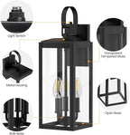 19 Inch Large Dusk to Dawn Outdoor Wall Light for House Exterior, 3-Light Outdoor Light Fixtures Wall Mount, E12 Black Modern Outside Porch Light Fixtures for House Garage Porch Patio Lights