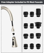 Hibbent 3-Function Pull Down Kitchen Faucet Head Replacement with 12 Adapters, NSF/ANSI/CAN 61 & CUPC Certified Sink Spray Nozzle, Compatible with Moen, Delta, Kohler Faucets, Brushed Nickel
