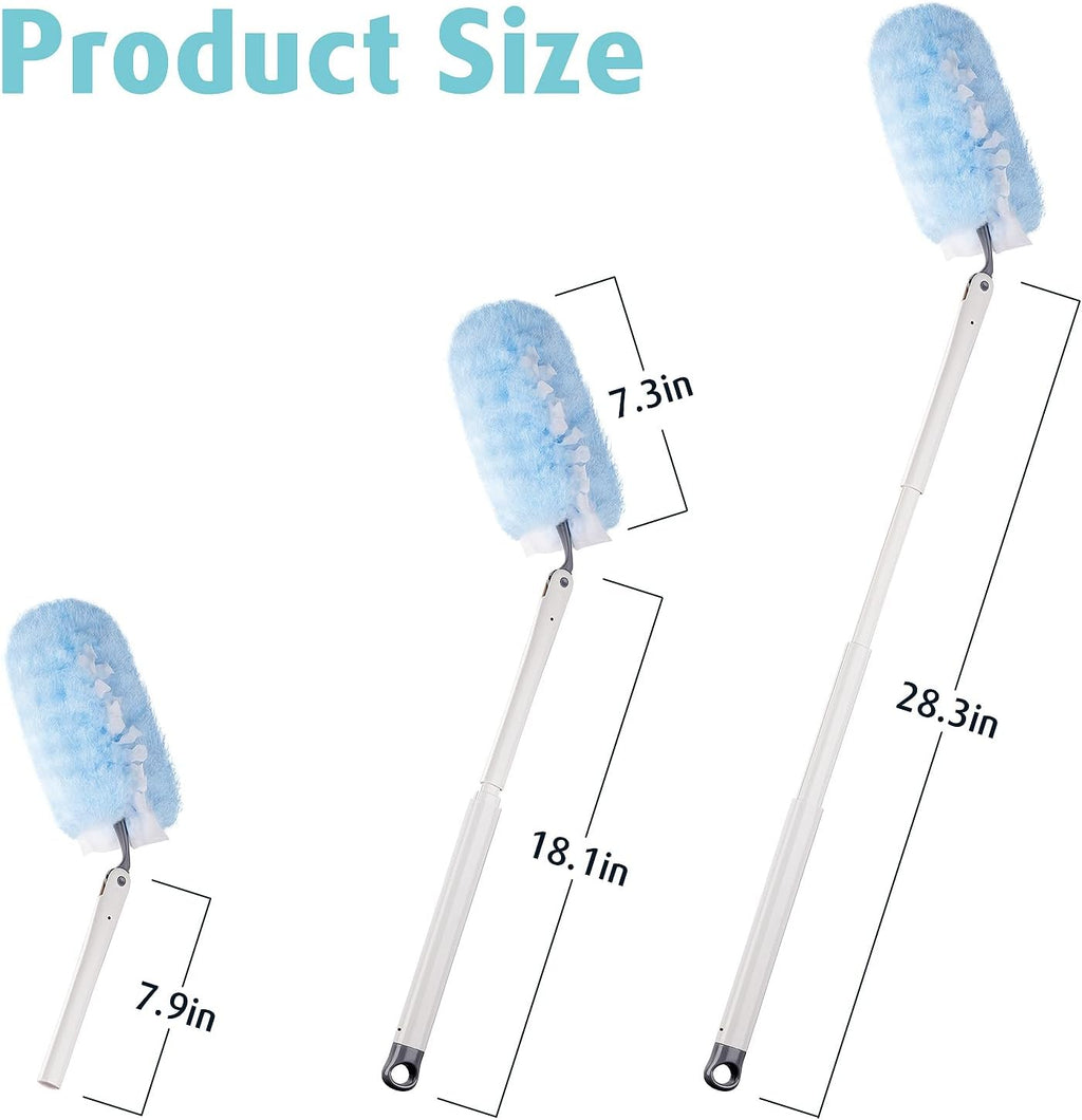 30 Count Heavy Duty Duster Refills with 3 ft Extendable Handle Starter Kit, Compatible with Swiffer Disposable Microfiber Feather Dusters for Cleaning Home