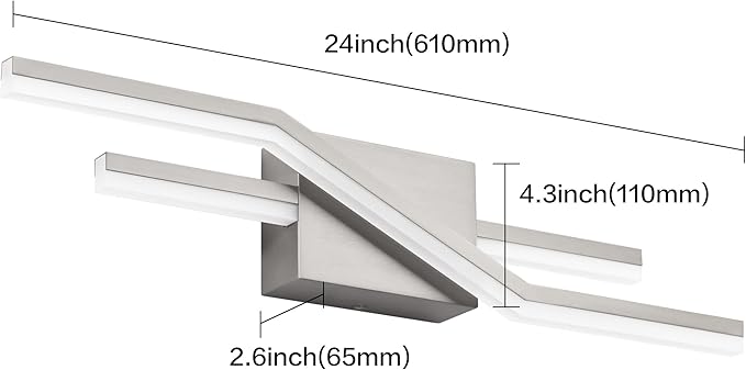SOLFART Bathroom Light Fixtures Brushed Nickel 24 Inch Dimmable Vanity Lights Modern Led Lights for Bathroom