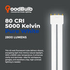 GoodBulb PLL40/850 40W 22.5" Twin Tube Compact Fluorescent Light Bulb 4-pin 2G11 Base 5000K Daylight 2800 Lumen 36000 Hour Long Life Biax Pack of 10