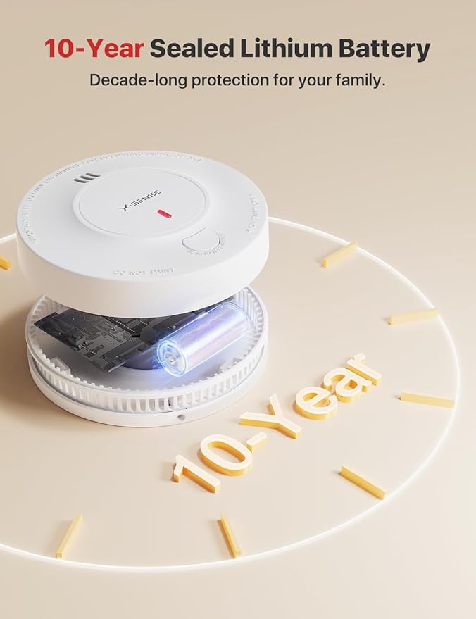 X-Sense Wireless Interconnected Smoke Detector Fire Alarm with Over 820 ft Transmission Range, SD19-W, 1-Pack