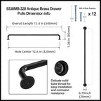 Goo-Ki 6 Pack Matte Black Cabinet Handle Drawer Pulls, 12.6 Inch(320mm) c-c Solid Zinc Alloy Bar Pull Kitchen Hardware for Appliance Closet Dresser Wardrobe Cupboard Furniture