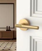 Asidrama 4 Pack Champagne Bronze Passage Door Handles, Door Lever with Door Knobs Indoor for Bedroom or Bathroom, Heavy Duty Door Handles Interior with Locks for Left Right Sided Doors