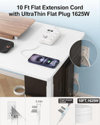 6 USB(2 USB C) Surge Protector Power Strip- 10 Ft Extension Cord with 24W USB Charging Station and 4 Outlets, Long Flat Extension Cord with Multiple Outlets for Travel Home Office Dorm White