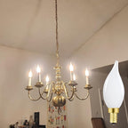 E12 Dimmable LED Bulb 6W Candelabra Bulbs 60 Watt E12 Light Bulbs 2700K Warm White Frosted Chandelier Light Bulbs for Vanity, Bent Tip Small Base Type b Bulbs, 6 Pack