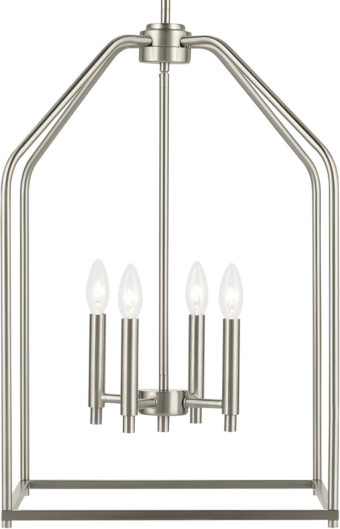 Kichler Madden 25.5" 4 Light Pendant in Brushed Nickel, Soft Modern Fixture, for an Entryway, Breakfast Nook, Laundry Room, (25.5" x 16"), 52722NI