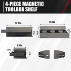 C&T 4-Piece Magnetic Toolbox Shelf, Tray and Holder Set, Magnetic Toolbox Tray Set, Tool Box for Cabinet Side Shelf Storage Van Workshop, Tool Organization and Storage