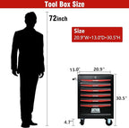 6 Drawers Rolling Tool Box on Wheels, Multifunctional Tool Chest Cabinet with Lock, Drawers Rolling Tool Cart Trolley Organizer Tool Storage Case for Warehouse,Garage,Workshop (Black&Red)