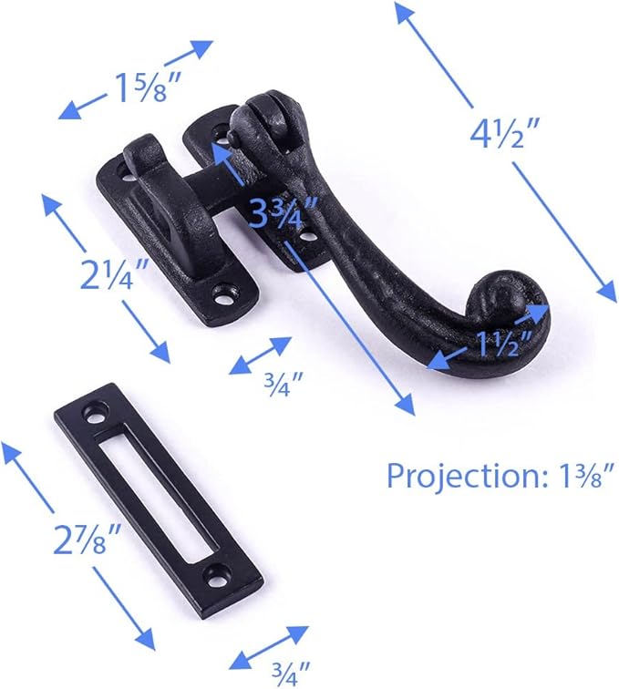 Renovators Supply Manufacturing Window Sash Lock 3.75 in. Wrought Iron Traditional Window Locks with Mounting Hardware