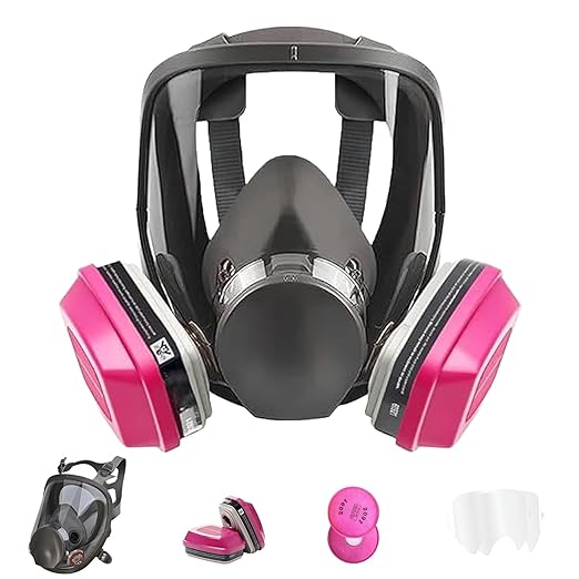 Full Face Respirator Mask with Filters 60921 & 2091，Reusable Gas Mask for Painting，Welding, Griding&Cuting | Anti-Fog, Silicone Face Seal, Dust Protection