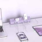 Jgstkcity Desk Clamp Power Strip, 45W Fast Charging Station,4 USB-C, 4 USB-A,1200J Surge Protector,ETL Listed,1875W Extension Cord,Multiple Outlets for Home, Office (Purple, 6 FT Cable)