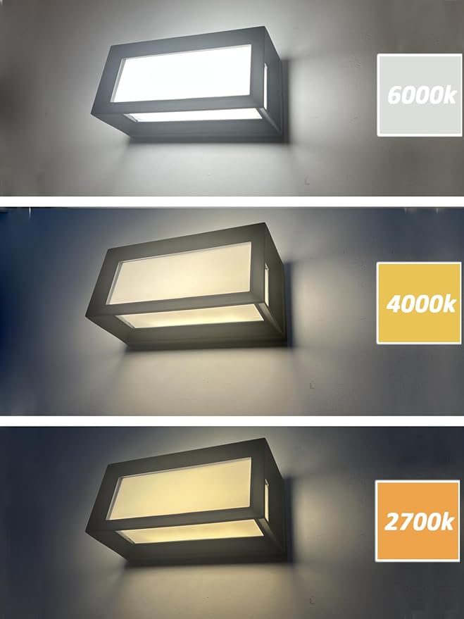 Outdoor Wall Sconce Lights, Square LED Porch Lights Outdoor 18W 3000K 4000K 5000K 3 Color Changeable,Exterior Outside Wall Lights for House Doorway,Carriage