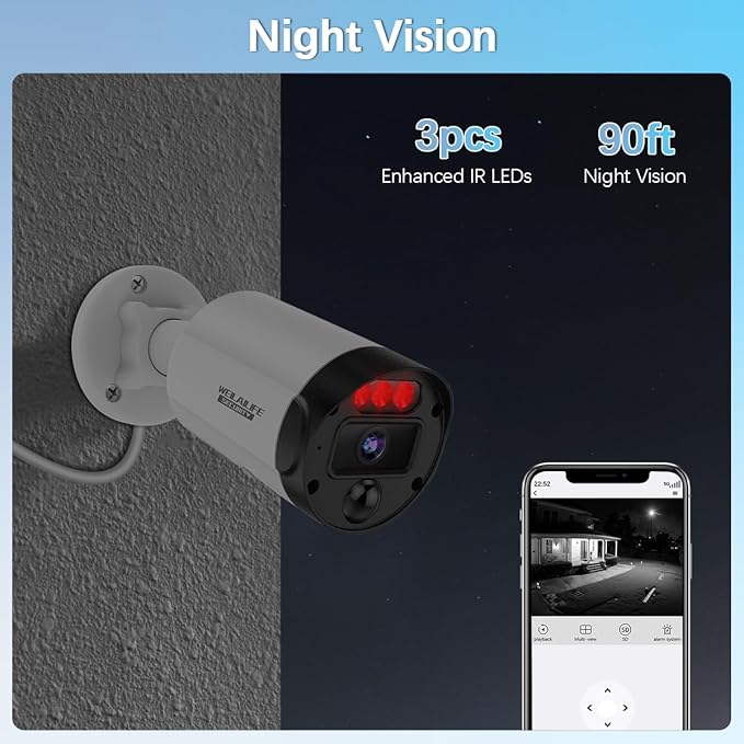 【130° Ultra Wide-Angle & 2-Way Audio】 Outdoor Wired Security Camera System, Home Video Surveillance System, Wired Home Security Camera System