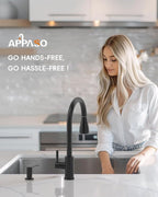 APPASO Touchless Kitchen Faucets Black, Kitchen Faucet with Pull-Down Sprayer, Touchless Sink Faucet with Soap Dispenser Matte Black, Stainless Single Handle High Arc with Motion Sensor