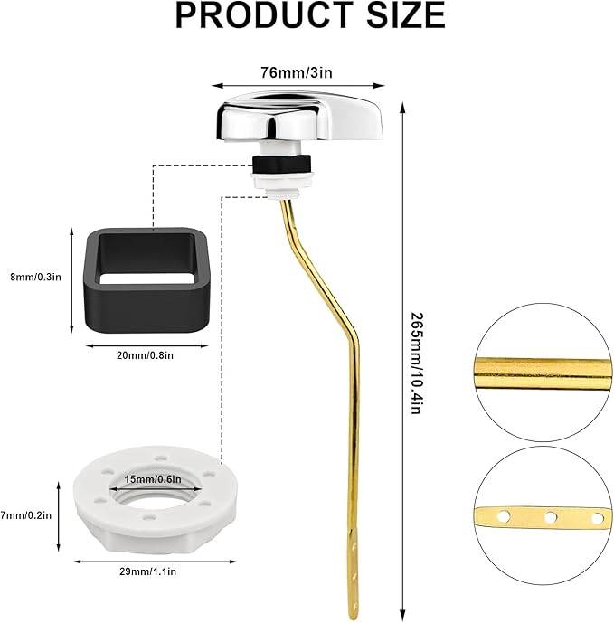 Toilet Handle Replacement Parts Kit,Toilet Flush Tank Lever Handle for TOTO Kohler Toilet Tank,THU068#CP Side Mount Toilet Flush Handle,for TOTO St743S, St454E Toilet Tank