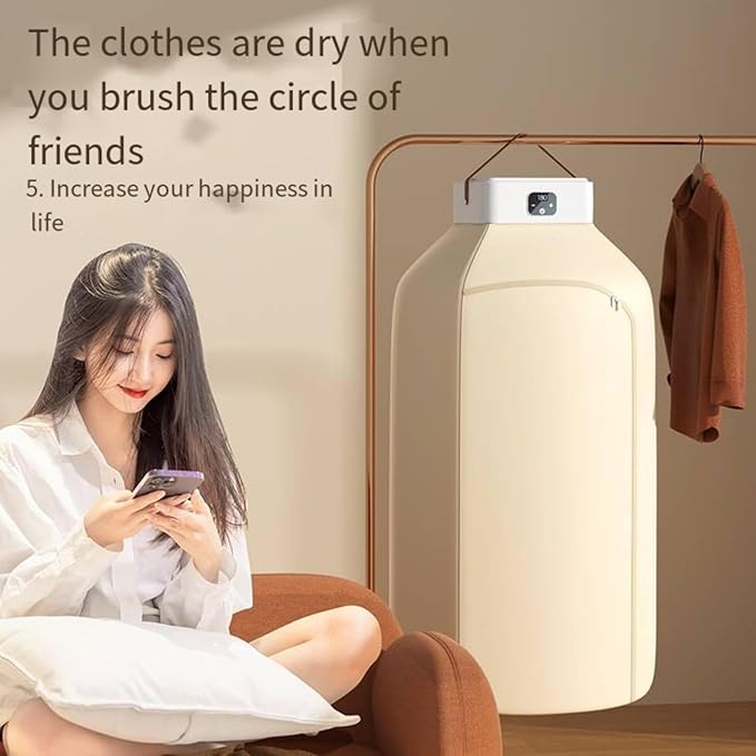 Portable Clothes Dryer | 20KG Large Capacity | 650W Fast Dry | Touch Screen & Remote Control | Quiet Energy-Saving Drying Machine for Home & Travel (white)
