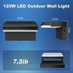 Juyace 120W LED Wall Pack Light Dusk to Dawn Outdoor Lighting Exterior Fixtures 360 °Rotation 5000K for Garage Yard Barn Area Backyard Building