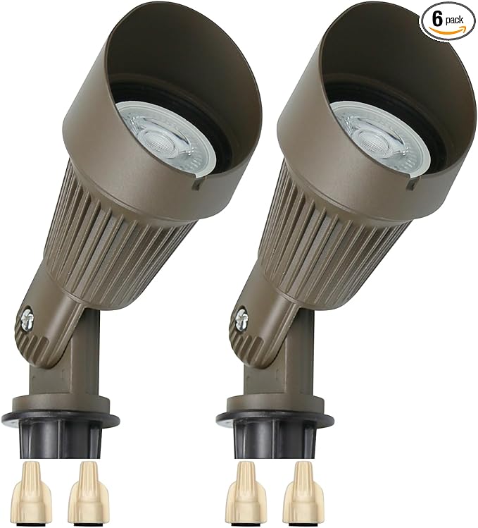Lumina Lighting® 4W Landscape lighting 12V Landscape Lights Low Voltage Landscape Spotlights Warm White Waterproof Outdoor Replaceable LED Bulb for Garden, Lawn, Porch, Patio and Yard (Bronze, 2-Pack)