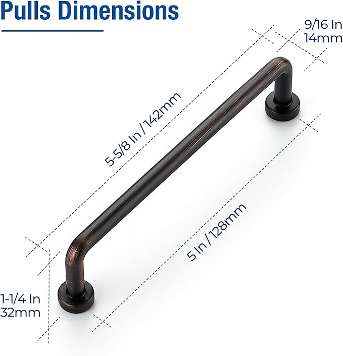 JOY DECOR Cabinet Pulls – 5 Inch Hole Center, Oil Rubbed Bronze, 15 Pack, Zinc Alloy Cabinet Handles for Drawers & Cupboard – Vintage Style Hardware for Kitchen, Bathroom, Dresser, Furniture Makeover