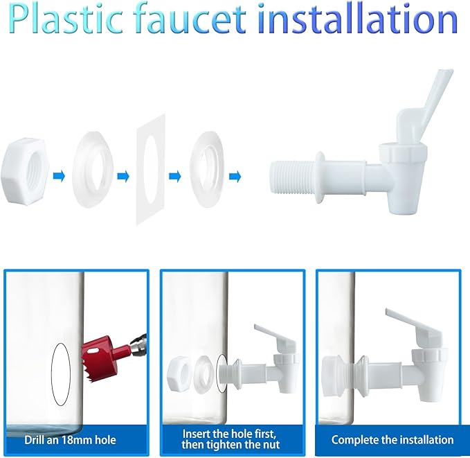 Replacement Cooler Faucet Water Bottle Jug,Water Dispenser Tap Set,BPA-Free Plastic Spigot Spout Water Beverage Lever Pour Dispenser Valve,Water Crock Tap (2 White and 2 Blue)